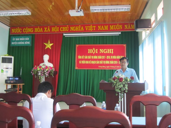 Huyện krông bông tổ chức hội nghị tổng kết đông xuân 2017-2018, Sơ kết vụ mùa 2018 và triển khai kế hoạch sản xuất vụ đông xuân 2018-2019